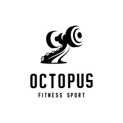 vector silhouette of octopus tentacles lifting barbell, fitness sport © SaljulQutub