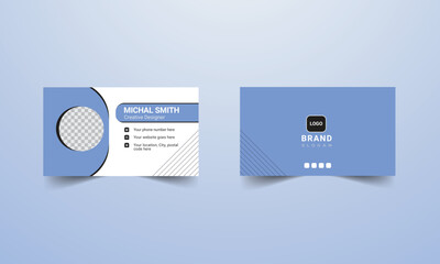 Fototapeta na wymiar business card design with blue color combination and double-sided business card template modern and clean style.
