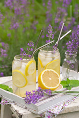 Iced lemon and lavender lemonade