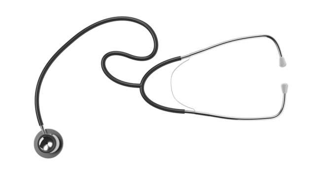 Stethoscope. Isolated. Transparency. Medical device. 3d illustration.