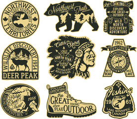 The great north outdoor camp vintage badge collection vector print embroidery for boy man wear - 613547600