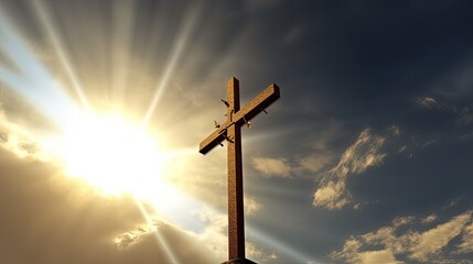 The Heavens Shine with Jesus Christ's Glorious Cross: A Religious Symbol of Faith, Church, and God: Generative AI