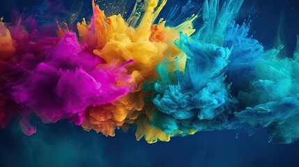Fototapeta na wymiar Vivid Explosion of Colorful Paint Powder: Abstract Artistic Background Texture: Generative AI