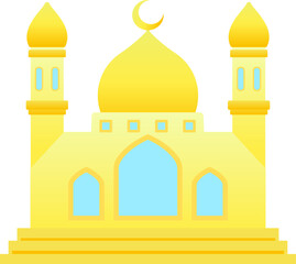 Mosque vector illustration. Shiny mosque icon for sign and symbol of muslim worship place. Mosque gradient icon of islam religion and muslim faith. Place of muslim to pray