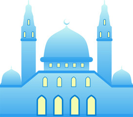 Mosque vector illustration. Shiny mosque icon for sign and symbol of muslim worship place. Mosque gradient icon of islam religion and muslim faith. Place of muslim to pray
