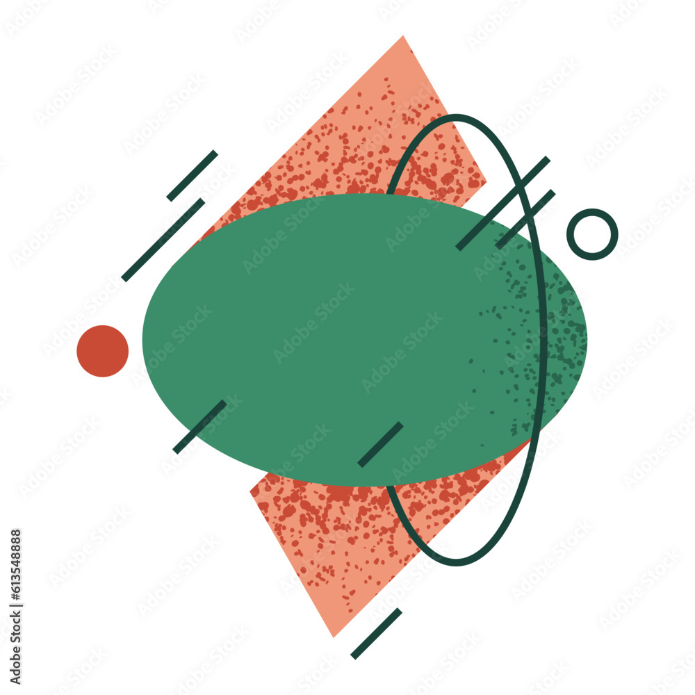 Wall mural modern text frame. abstract geometric frame, doodle dynamic coloured speech bubble flat vector illus
