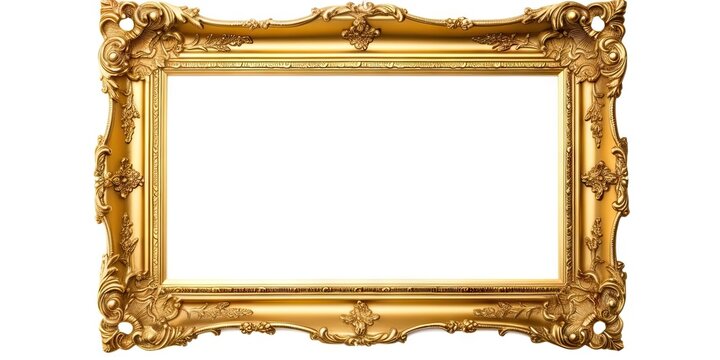 Gold Ornate Frame Isolated on White Background for Display or Decoration Generative AI illustrations