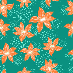 Fototapeta na wymiar Cute stylized bud flowers background. Abstract flower seamless pattern in simple style.