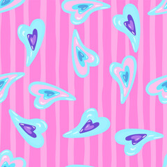 Fototapeta na wymiar Vintage hearts seamless pattern. 14 february wallpaper. Valentine's Day backdrop.