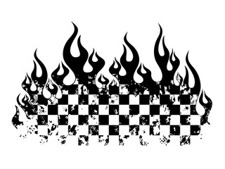 Flaming Race Checkered Flag Vector Design Element
