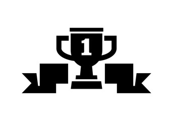 Trophy Cup Award with Ribbon Vector Icon
