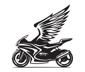A motorcycle with wings. Abstract illustration. 