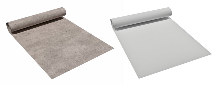 A set of two abstract medieval paper scrolls from different angles. Isolate. 3D render.