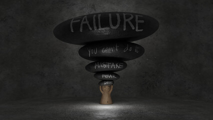 failure symbol on rock , failure concept