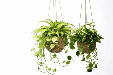 house plant hanging on white background