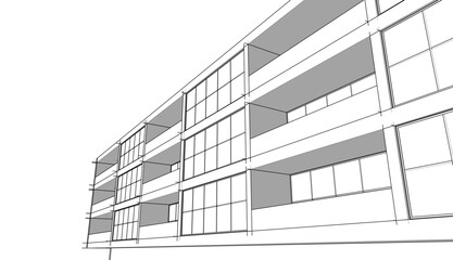 Modern building architecture 3d illustration