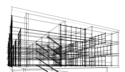 Modern building architecture 3d illustration