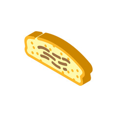 bacon bun food meal isometric icon vector. bacon bun food meal sign. isolated symbol illustration