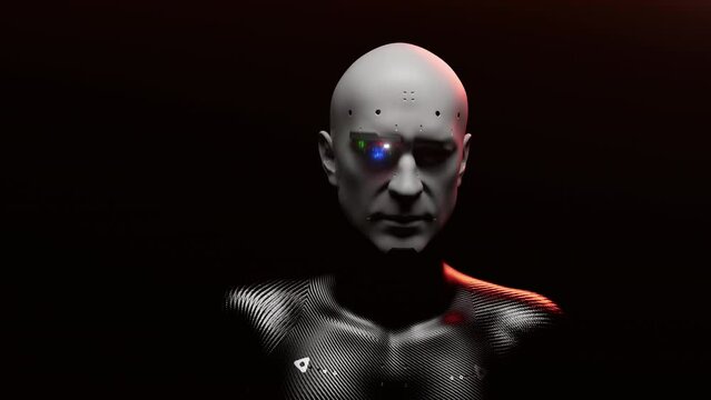 Soldiers of the future. A human robot with a confident gait