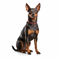 Pinscher dog isolated on a white background, ai generative