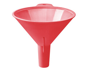 Red plastic funnel cut out