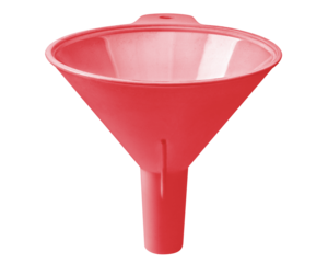 Red plastic funnel cut out