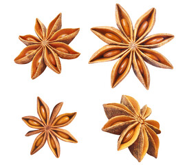 Set of delicious star anise, cut out