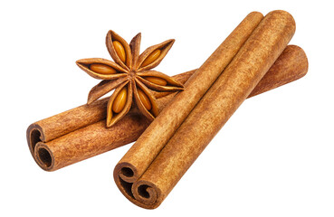 Delicious cinnamon sticks and star anise cut out
