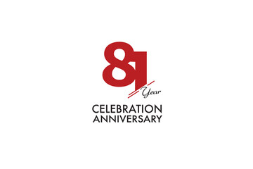 81th, 81 years, 81 year anniversary with red color isolated on white background, vector design for celebration vector