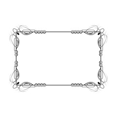 Abstract Black Simple Line Rectangular Frame Doodle Outline Element Vector Design Style Sketch Isolated Illustration For Wedding And Banner