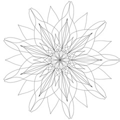 Black and white mandala drawings are suitable for coloring books.