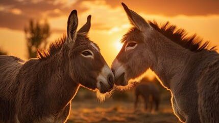 Heartwarming Romance: Two Donkeys Share a Special Bond Generative AI