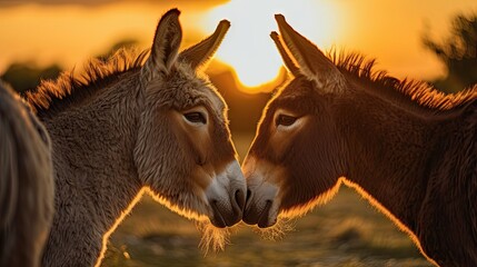 Heartwarming Romance: Two Donkeys Share a Special Bond Generative AI