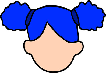 Cartoon face with blue hair