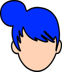 Fototapeta premium Cartoon face with blue hair