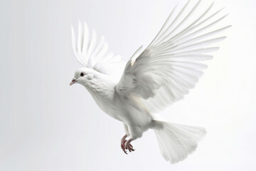 This white avian is a master of the skies, soaring through the air with wings spread wide and talons poised for action. AI Generative.