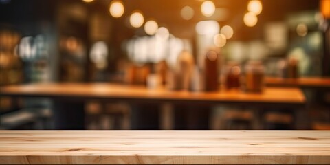 This stunning coffee shop photograph featuring a cozy shelf and table setup, perfect for a cafe or restaurant decor. The bokeh effect in the background adds a touch of magic to the scene