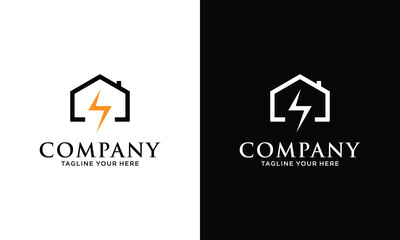 simple house of electricity logo vector