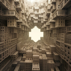 abstract architectural background optical illusion apartments grid - by generative ai