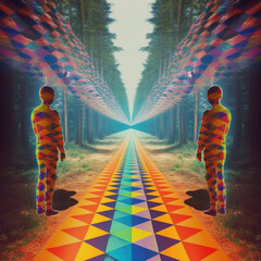 Fototapeta na wymiar psychedelic new age astral projection trippy inner journey - by generative ai