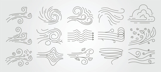 set of wind weather abstract vector illustration design, vector handrawn abstract design.