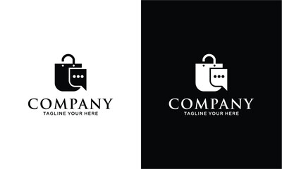 Chat Shop Logo Design Template. Shopping Logo icon vector illustration design. Shopping bag icon for online shop business logo. Online shop logo vector illustration. 