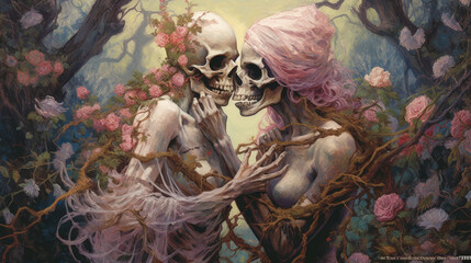 dance me to the end of love, romantic eternal lover kissing - by generative ai