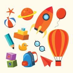 Set of icons of children's toys