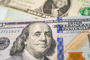 Obraz na płótnie Canvas US dollar banknotes money, economy finance exchange trade investment concept.