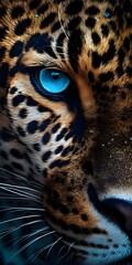beautiful luxurious blue eye jaguar, close-up.