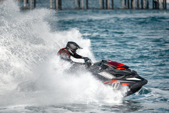 Limassol, Cyprus - November 26, 2022: Jet ski rider during races