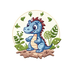 Obraz premium Roaring Wonders,Mesmerizing Dinosaur Cute Embroidery Designs for Adventure Seekers Made with Generative Ai.