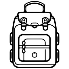 Hiking backpack outline illustration. camping backpack hand drawn. 