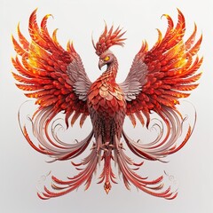 Illustration of a Firebird with a Majestic Tail. Generative AI
